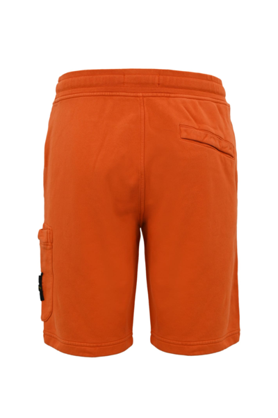 Shop Stone Island Fleece Bermuda Shorts 64651 In Arancione