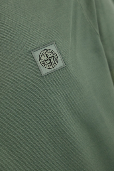 Shop Stone Island Cotton Polo Shirt With 2sc67 Logo In Light Green