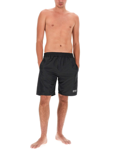 Shop Golden Goose Swimsuit With Logo In Black