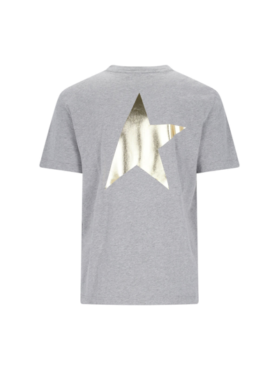 Shop Golden Goose Logo T-shirt In Medium Grey Melange/gold