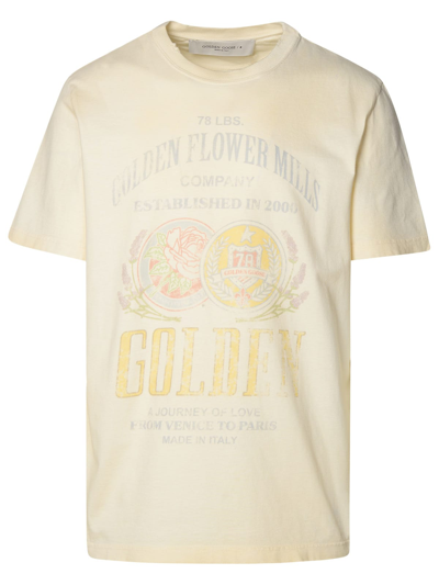 Shop Golden Goose Ivory Cotton T-shirt In Heritage White/ Multicolor