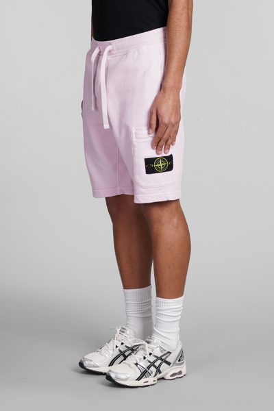 Shop Stone Island Shorts In Rose-pink Cotton