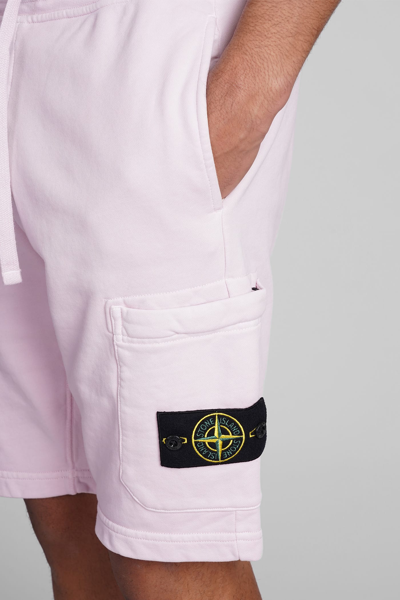Shop Stone Island Shorts In Rose-pink Cotton