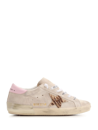 Shop Golden Goose Beige Suede Super Star Sneakers In Seedpearl/butter Brown Zebra/orchid Pink