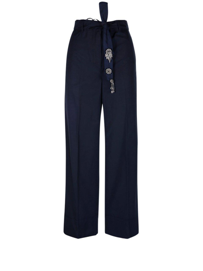Shop 's Max Mara Belted Straight Leg Pants In Blue
