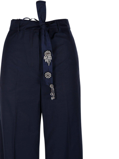 Shop 's Max Mara Belted Straight Leg Pants In Blue