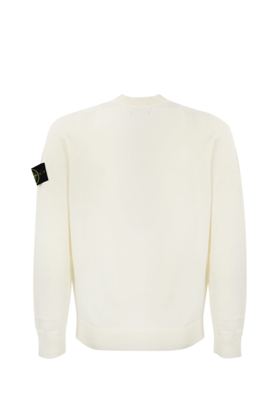 Shop Stone Island 536b4 Cotton Sweater In White