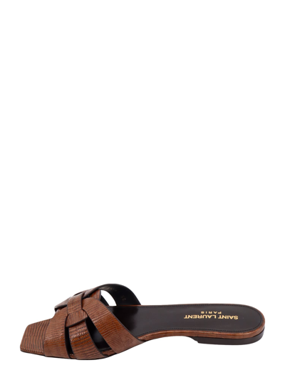 Shop Saint Laurent Tribute Sandals In Almond Brown