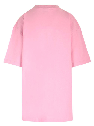 Shop Balenciaga Logo Printed Crewneck T-shirt In Pink/red