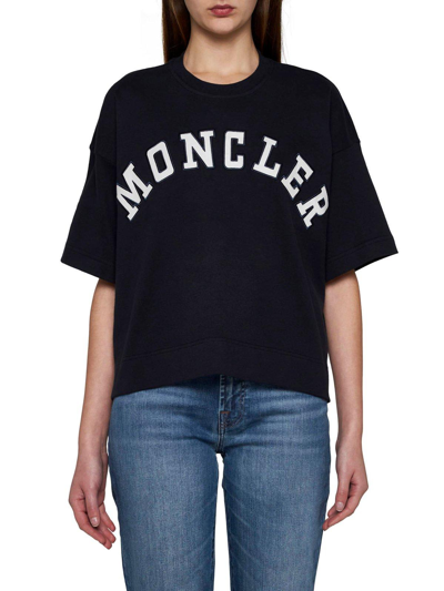 Shop Moncler Logo Printed Cropped T-shirt