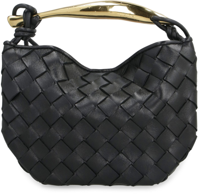 Shop Bottega Veneta Mini Sardine Leather Crossbody Bag In Black M Brass