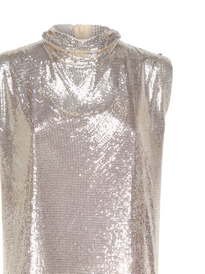 Shop Sportmax Metallic Mesh Dress With Cut Out In Gold