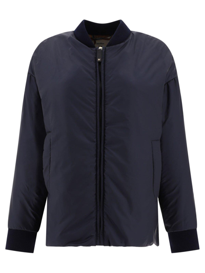 Shop Max Mara The Cube Zip-up Long-sleeved Bomber Jacket In Blue