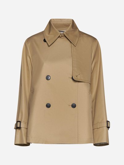 Shop Weekend Max Mara Biglia Cotton-blend Trench Coat In Beige