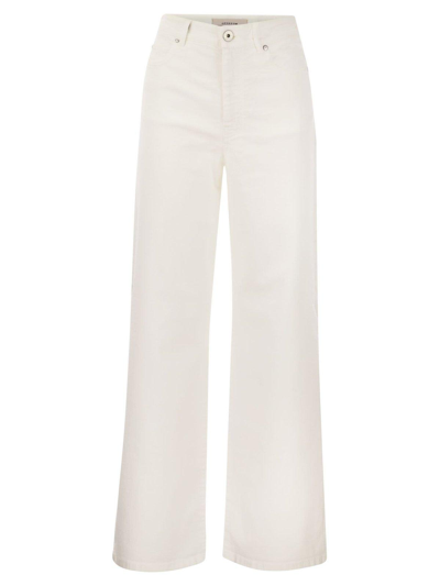 Shop Weekend Max Mara Logo Patch Cropped Jeans In Bianco