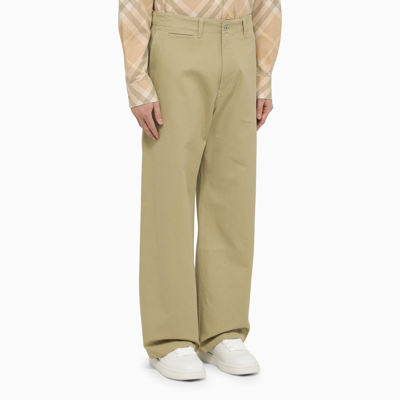 Shop Burberry Straight Hunter Cotton Trousers In Neutrals