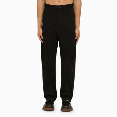 Shop Moncler Black Cotton Cargo Trousers