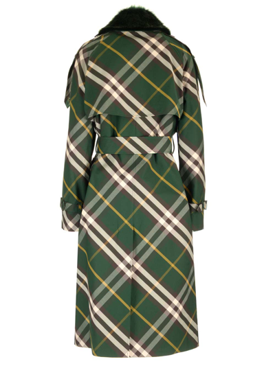 Shop Burberry Check Gabardine Trench Coat In Multicolor