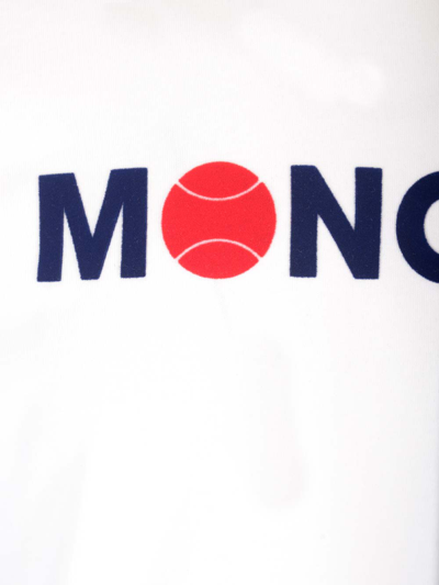 Shop Moncler White Flocked T-shirt With Logo