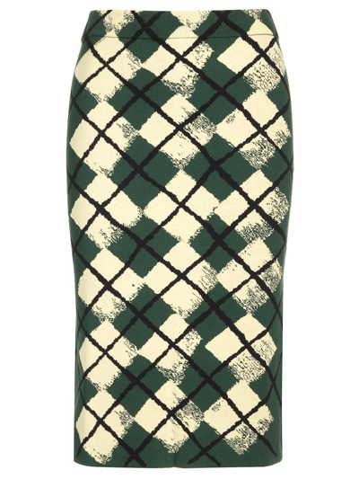 Shop Burberry Argyle Pattern Skirt In Multicolor