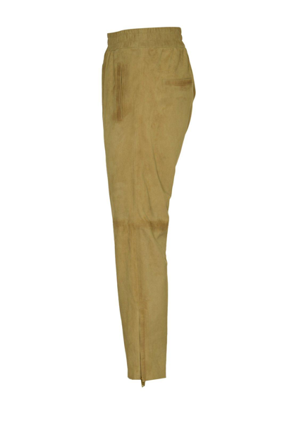 Shop Golden Goose Zipped Detailed Trousers In Dark Taupe