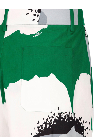 Shop Valentino Floral Printed Wide-leg Shorts In Smeraldo/grigio
