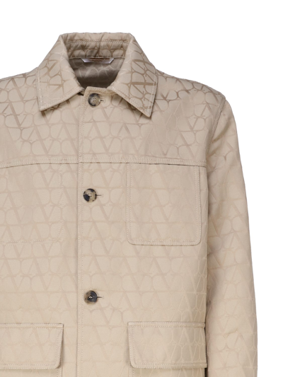 Shop Valentino Toile Iconographe Cotton Jacket In St.toile Iconograph Beige/beige