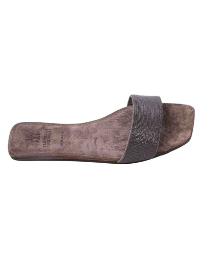 Shop Brunello Cucinelli Precious Slides In Marrone