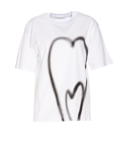 Shop Sportmax Jersey T-shirt Heart Print In Bianco Stampa