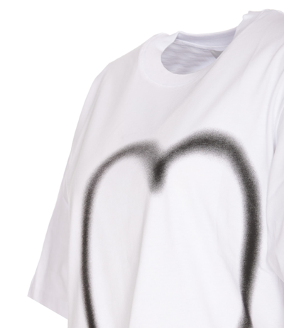 Shop Sportmax Jersey T-shirt Heart Print In Bianco Stampa