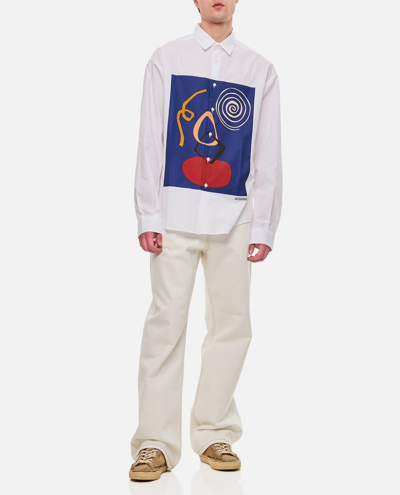 Shop Jacquemus Simon Shirt In White/navy Arty Painting