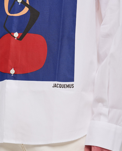 Shop Jacquemus Simon Shirt In White/navy Arty Painting