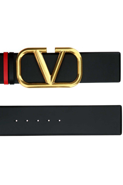 Shop Valentino Vlogo Signature Reversible Belt In Nero-rouge Pur