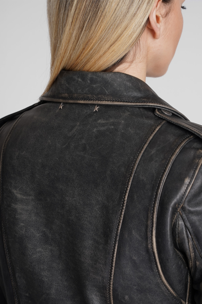 Shop Golden Goose Biker Jacket In Black Leather