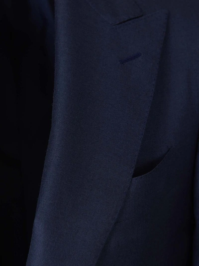 Shop Canali Cashmere And Silk Blazer In Dark Blue