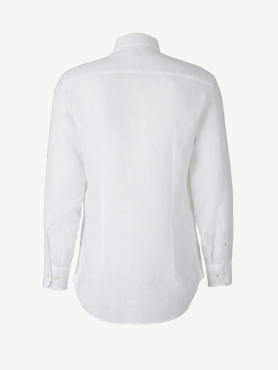 Shop Etro Plain Linen Shirt In White