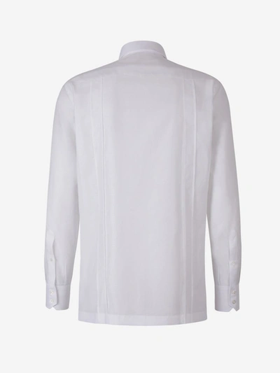 Shop Fray Cotton And Linen Shirt In White