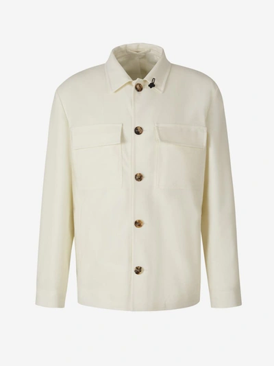 Shop Lardini Attitude Shirt Jacket In Crema