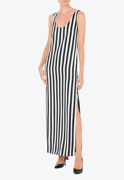 Shop Moschino Archive Stripes Maxi Dress In Monochrome