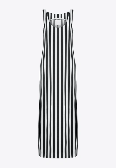Shop Moschino Archive Stripes Maxi Dress In Monochrome