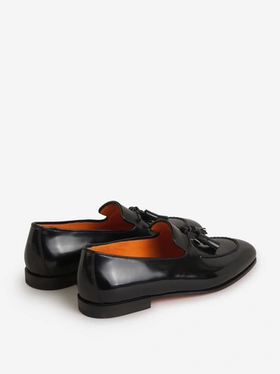Shop Santoni Leather Tassel Loafers In Black