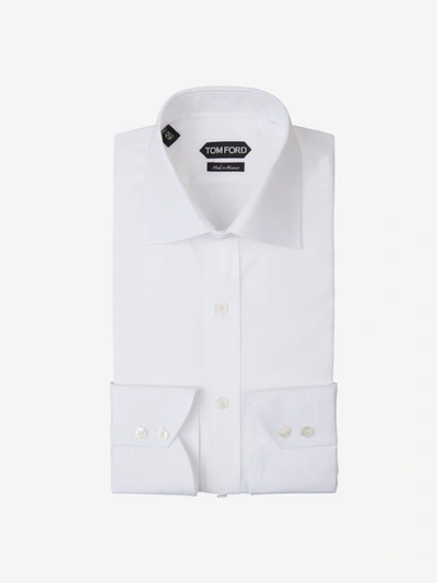 Shop Tom Ford Plain Cotton Shirt In White