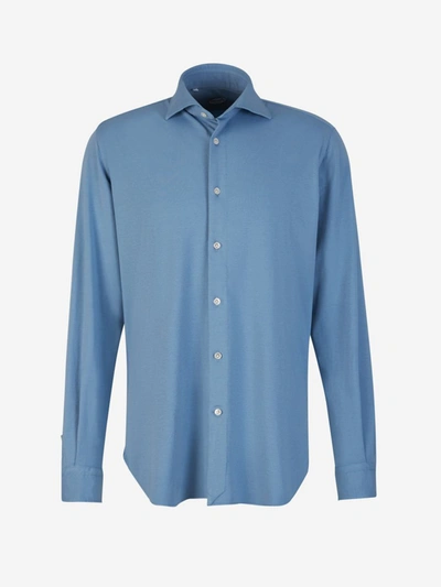 Shop Vincenzo Di Ruggiero Stretch Knit Shirt In Blau Cel