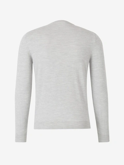 Shop Zanone Round Neck Sweater In Light Grey Colour