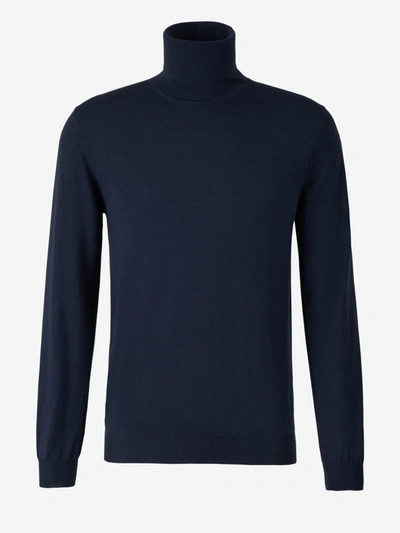 Shop Zanone Turtleneck Sweater In Indigo Blue