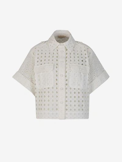 Shop Zimmermann Matchmaker Cotton Shirt In Ivori