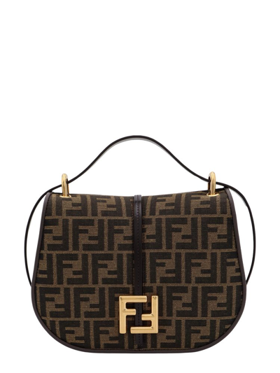Shop Fendi C'mon Ff Jacquard Medium Shoulder Bag In Brown