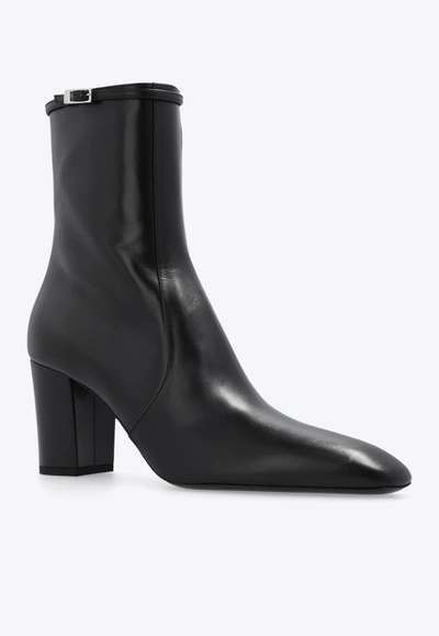 Shop Saint Laurent Betty 70 Nappa Leather Ankle Boots In Black