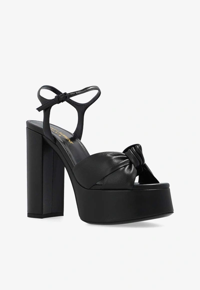 Shop Saint Laurent Bianca 125 Leather Platform Sandals In Black