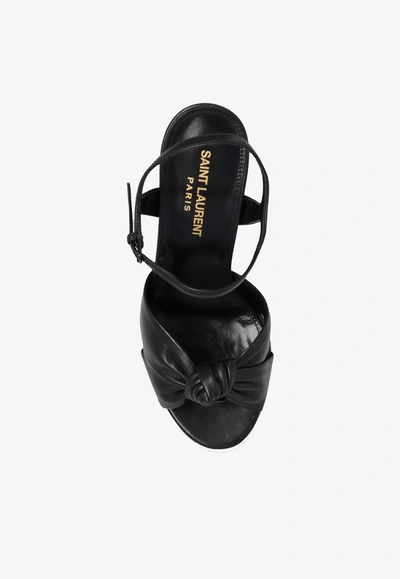 Shop Saint Laurent Bianca 125 Leather Platform Sandals In Black